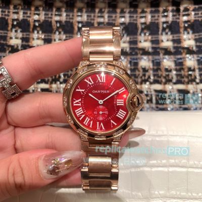 Replica Ballon Bleu De Cartier Diamond-Encrusted Bezel 33 mm Watch